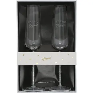 Engaged Gift Boxed 7 oz Glass Toasting Flute Set