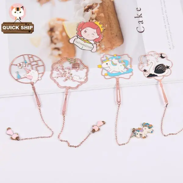 4Pcs Unicorn/Swan/Cat Metal Bookmark,Gift for Kid,Cute Metal Bookmark,Book Lovers,Birthday,Teacher's Day Gift,Book Club/Back to School Essentials