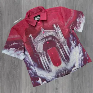 R- bottom down tapestry shirt - Pink - 705