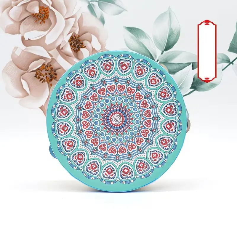 8-inch Chinese-Style Hand Drum & Tambourine Percussion Instrument, for Wedding Party Ktv  Dance Performance