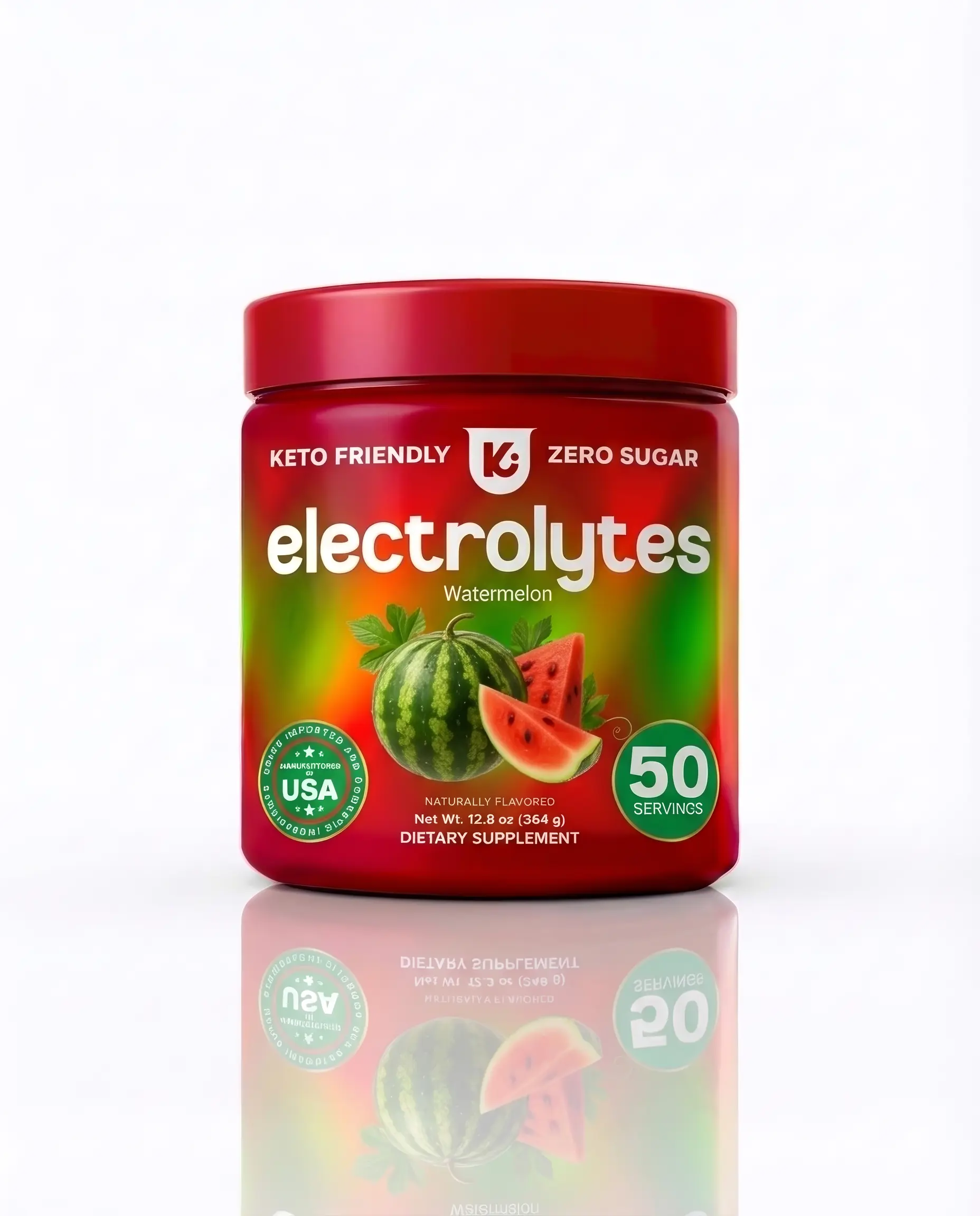 Keppi Watermelon Electrolytes Powder Sugar Free Hydration Drink Mix 50 Servings Keto Fasting Friendly