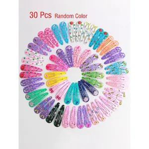 Random Color Cute Cartoon Pattern Hair Clips, Butterfly & Strawberry & Animal & Bowknot Decor Hair Clips, Fashion Hair Accessories for Girls