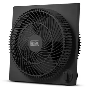 BLACK+DECKER 9-Inch Frameless Box Fan, Freestanding Desk Fan with 3-Speed Settings, Quiet and Lightweight Portable for Home Office or Garage, BFB09B, Black