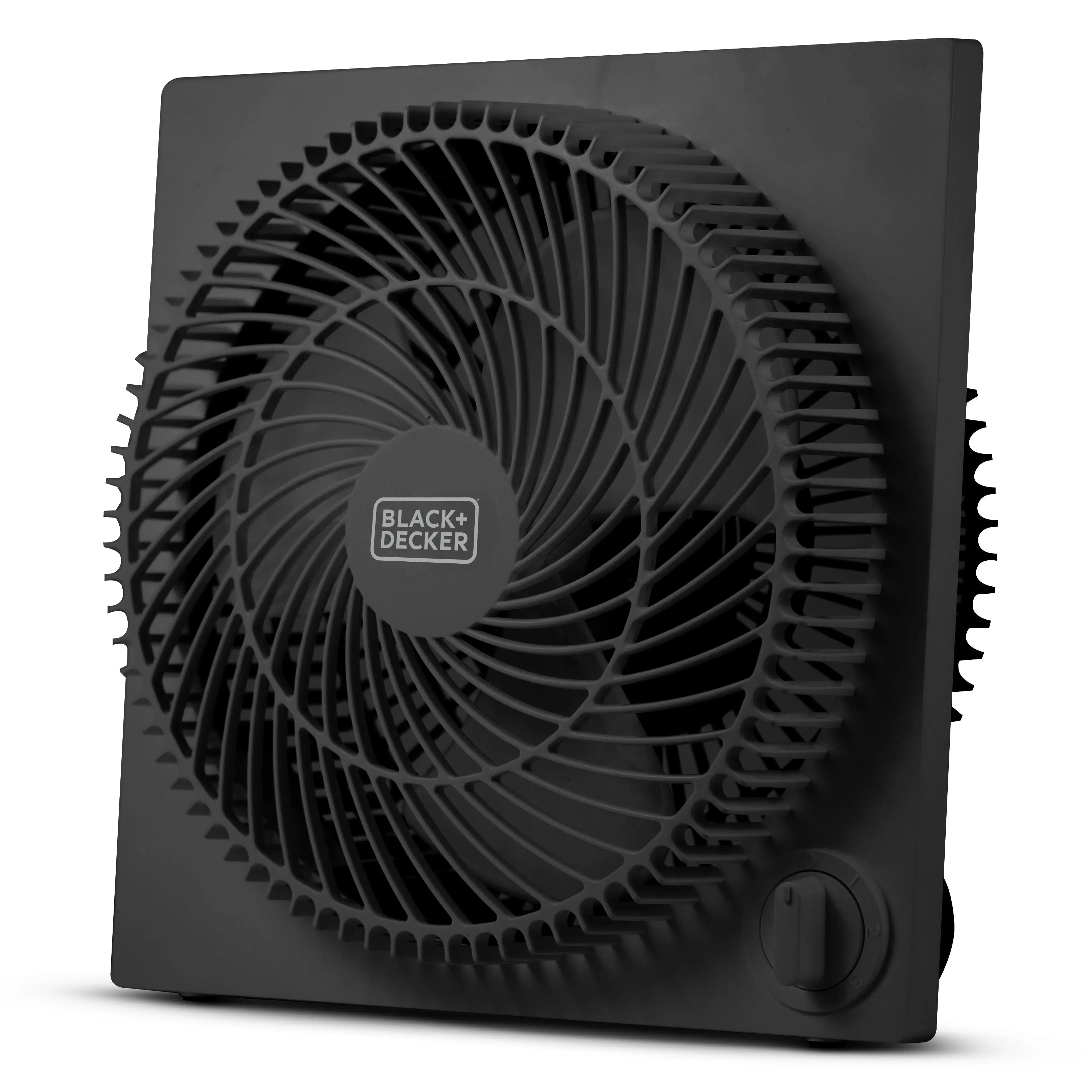 BLACK+DECKER 9-Inch Frameless Box Fan, Freestanding Desk Fan with 3-Speed Settings, Quiet and Lightweight Portable for Home Office or Garage, BFB09B, Black