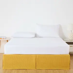 Pleated Waffle Weave Bed Skirt, Tailored Dust Ruffle Easy Fit Bed Skirt