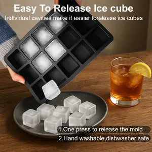 Food Grade Silicone Ice Cube Tray, Ice Molds with Leak-Proof Lid, Stackable Dishwasher Safe, Portable Space-Saving Design, Ideal for Cocktails and Drinks