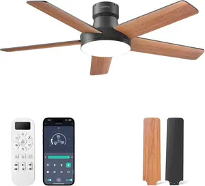 ADEWALK Ceiling Fans with Lights and Remote, Low Profile Ceiling Fan with Light, APP, 6 Speed, Dimmable, DC Motor, Quiet, Timer, Flush Mount Modern Ceiling Fan for Bedroom Living Room
