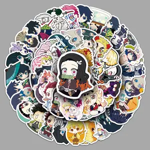 50 Pcs Q Version Demon Slayer Stickers, Cute Anime Characters Graffiti Decals for Laptop Notebook Skateboard Desktop Decoration Sticker Packs