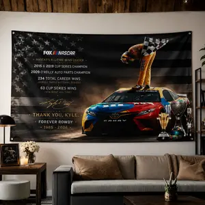 Kyle Busch Tribute Flag Banner, Forever Rowdy Memorial Racing Flag, NASCAR Fan Wall Decor for Garage & Racing Room