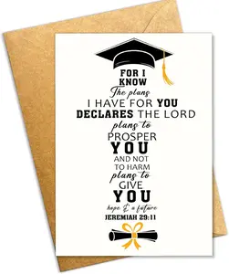 Christian Graduation Card, Jeremiah 29:11 Bible Verse Graduation Card, Religious Congratulations Cards | Gift Card with Envelope
