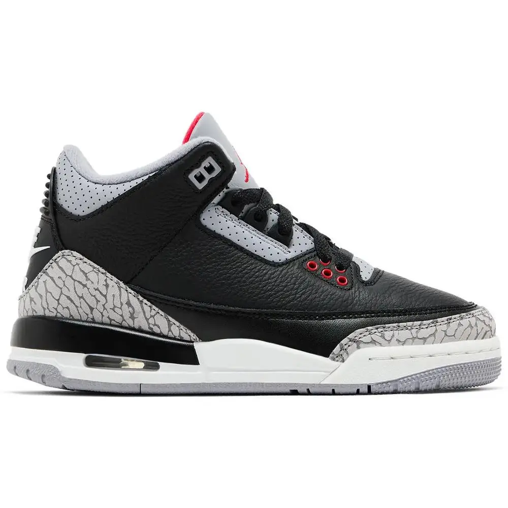 Jordan Retro 3 GS "Black Cement" 2024 Sneakers - Original Design, Classic Features, Leather Upper