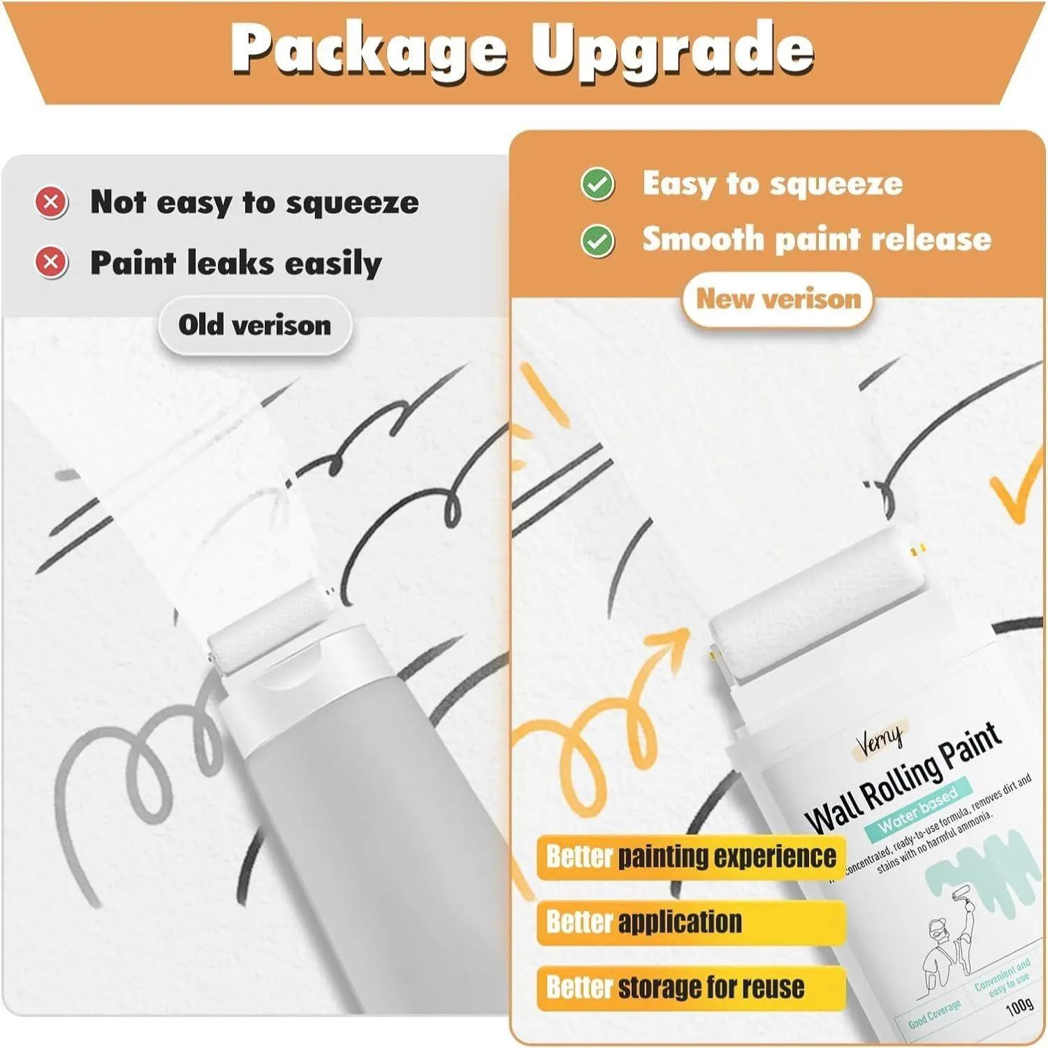 White Paint, White Paint for Wall Touch up Paint for Walls, Water Based &Low Odor Wall Paint with Roller Brush, White Wall Paint Repair Kit for Flat, Ceiling Wall- No Extra Tools Required, Low VOC