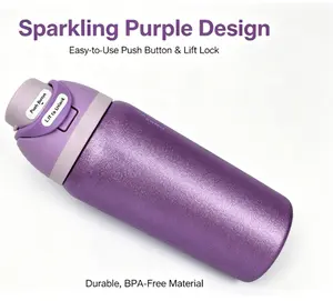 Owala 32oz Sparkling Purple Design Drinkware Flask with Push Button & Lift Lock BPA-Free Material Portable Mug Tumbler for On-the-Go Use - Bottled, Lightweight  Bottled Lightweight Mug Portable Tumbler Water Bottles outdoorfun
