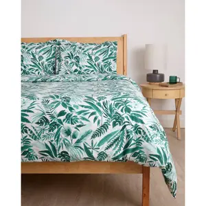 society6 Twin/Twin Extra Long Megan Galante Tropical Palm Green Brushed Cotton Duvet Set Green