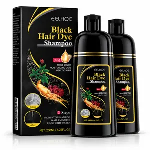 3 in 1 Black Hair Dye Shampoo for Gray Hair Coverage, 200ml Natural Black Hair Coloring Shampoo for Men & Women, Easy Use Hair Color Shampoo, Black Hair Dye Shampoo