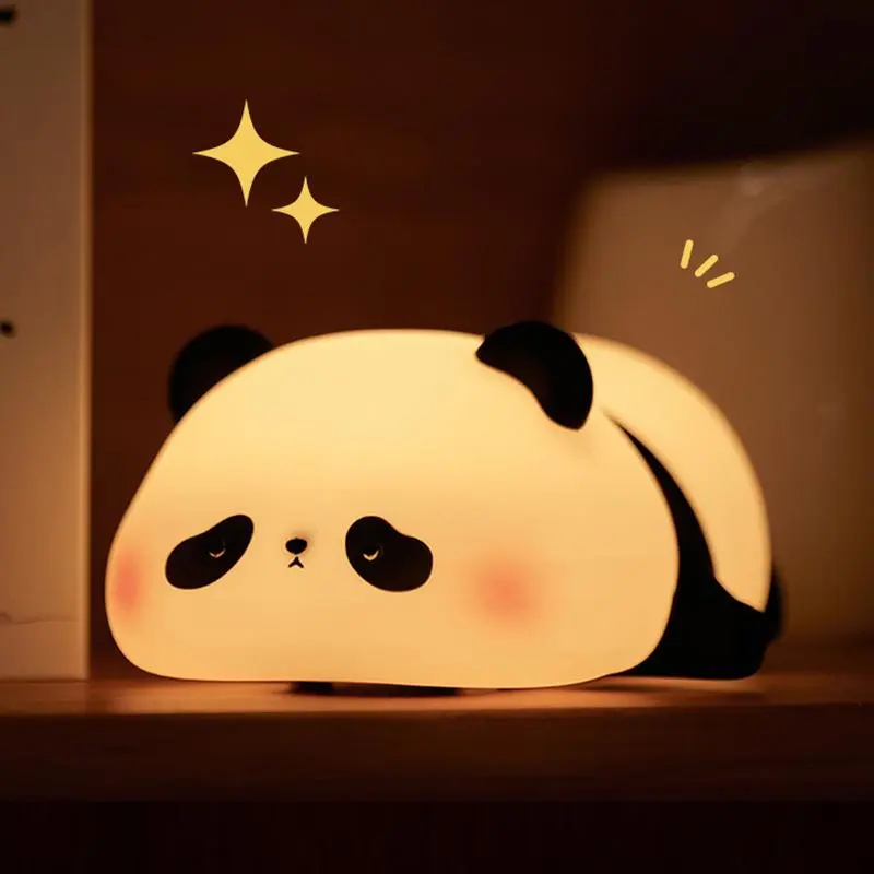 Panda & Duck Glow-in-Dark Bedside Night Light, 3-Level Brightness Adjustment, Soft Non-Glare Light, Tap-to-Turn-On