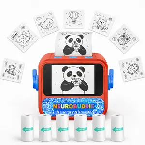 AI Sticker Box Printer for Kids, Voice-to-Sticker, Magic Thermal Sticker Maker with Display, Inkless Portable Mini Printer for Coloring Creative DIY Fun, 6 Rolls Paper Included