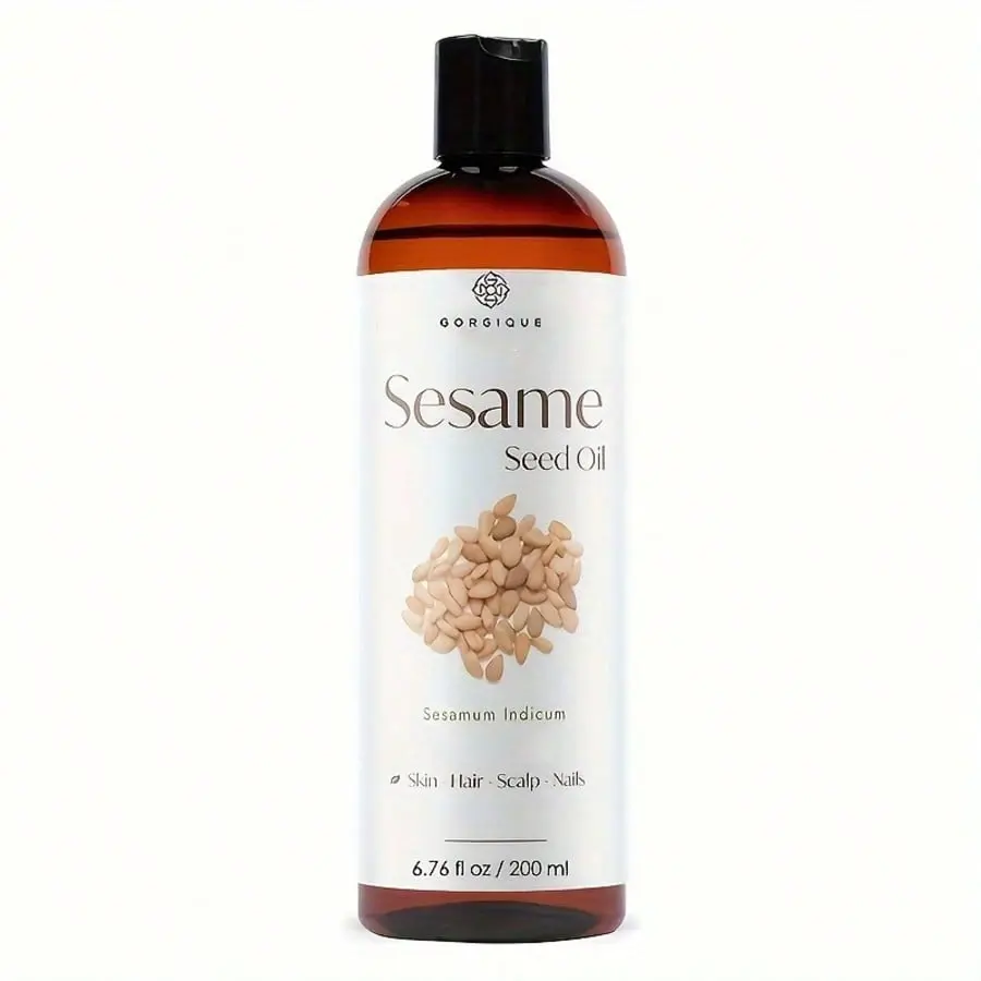 GORIQUE Sesame Seed Oil for Hair, Skin & Scalp Care, Lightweight Moisturizing Beauty Oil for Dry Hair & Smooth Looking Skin, Multi-Use Natural Oil for Nails & Body Care, Daily Nourishing Care Oil 200ml