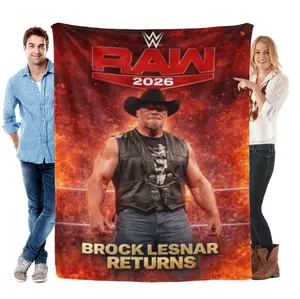 WWE Brock Lesnar Digital Printed Flannel Blanket, Beast Champion Character Pattern Throw, Soft Cozy Sofa Bed Cover, Warm Gift for Wrestling Fan Men, Living Room Bedroom Décor