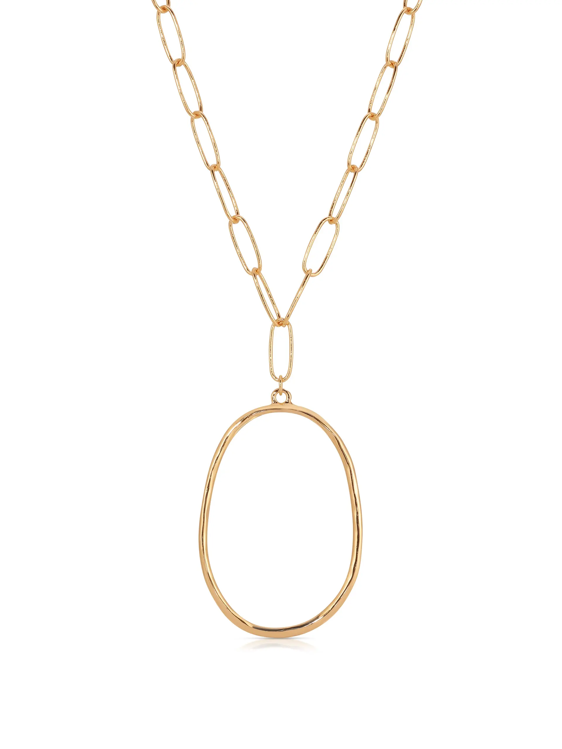 Ettika Large Oval Pendant Chain Link Necklace – 18k Gold Plated Statement Necklace, 19-Inch Elegant Design Ettika Large Oval Pendant Chain Link Necklace – 18k Gold Plated Statement Necklace, 19-Inch Elegant Design