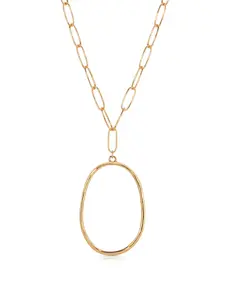 Ettika Large Oval Pendant Chain Link Necklace – 18k Gold Plated Statement Necklace, 19-Inch Elegant Design