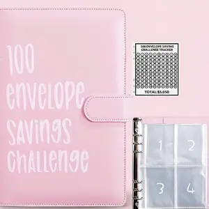 100 Envelopes Money Saving Challenge, 100 Envelope Challenge Binder, Easy and Fun Way to Save $5,050, Savings Challenges Budget Book Binder with Cash Envelopes for Office,Home,School