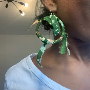 Mimi Boho Chic Adire Fashion Earrings, Green Alloy Earrings for Female