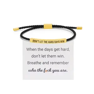Choistily Dont Let The Hard Days Win Bracelet for Women Adjustable Handmade Braided Bracelet Stainless Steel Tube Engraved Inspirational Bracelet for Women Men Inspirational Jewelry Gifts