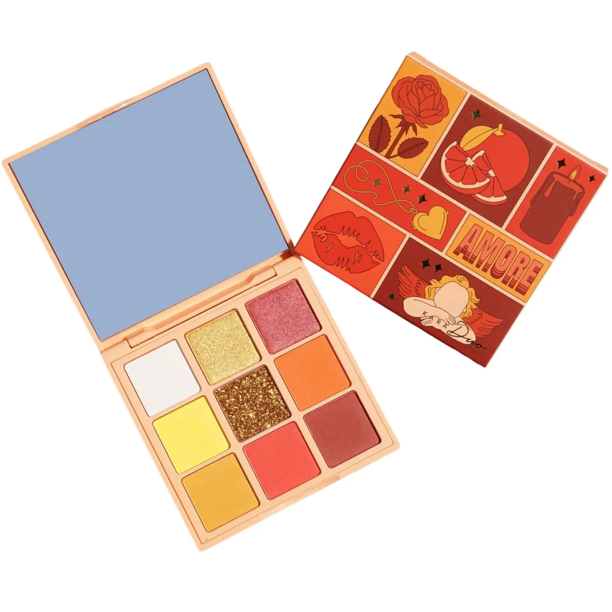 Kara Beauty Cosmetics Amore Eyeshadow Palette BNIB-ES122 with Vibrant Colors and Glitter Shades for Eye Makeup