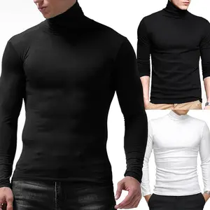 Menswear Turtleneck T-Shirt Long Sleeve Pullover Lightweight Breathable Base Layer  Casual Street Wear Compression Comfortable Stretchy Underwear Tops Soft Basic Garment Streetwear Fabric Elastic