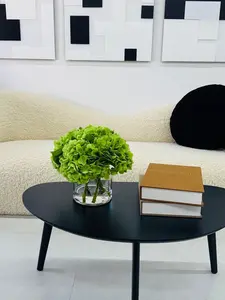 Green Hydrangeas in Cylinder Vase - Elegant Arrangement for Living Rooms & Dining Tables - 12" x 12" x 12" Decor Ornaments