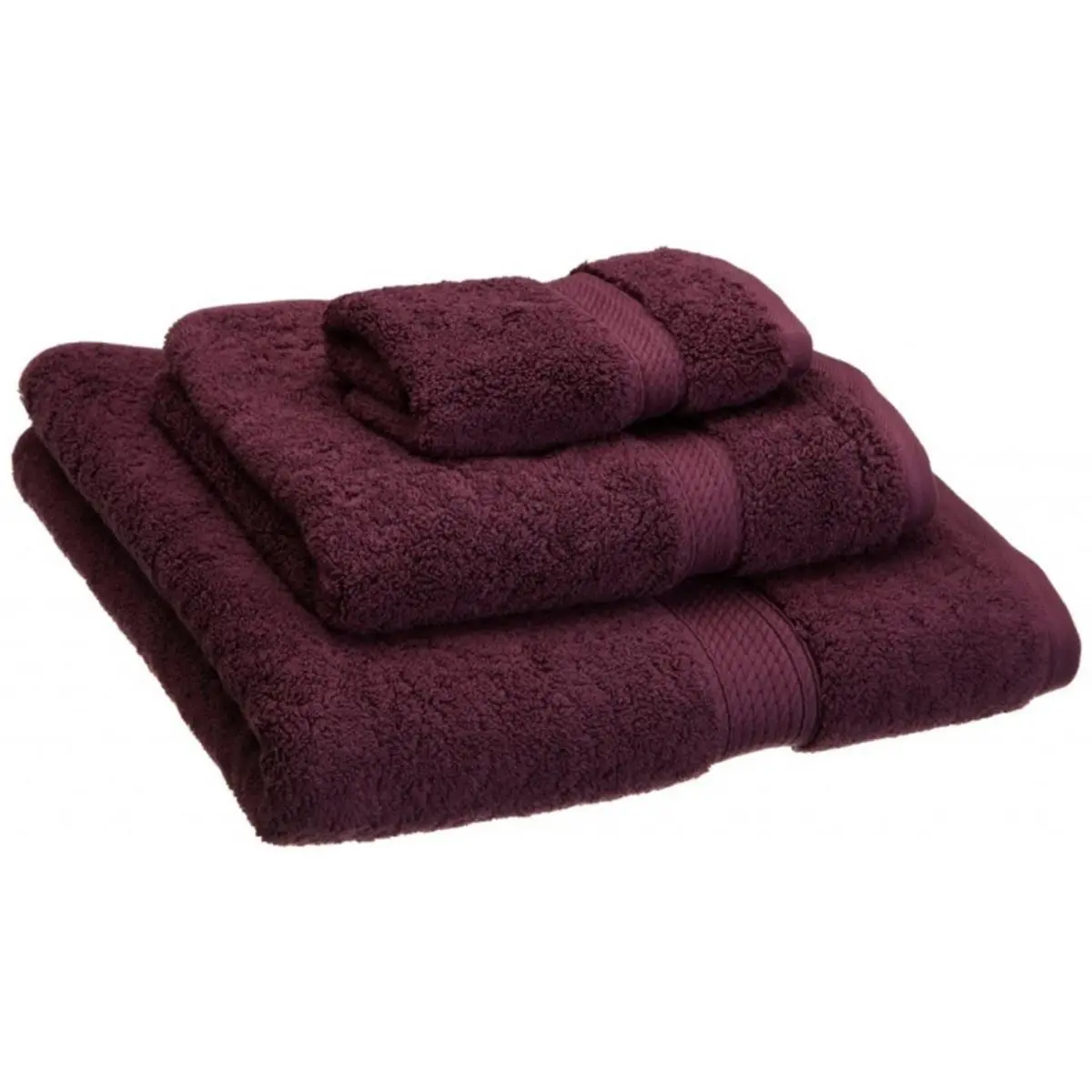 212 MAIN 3-Piece Bath and Hand Towel Set, 900GSM Highly Absorbent Egyptian Cotton, Plum, Three-Piece