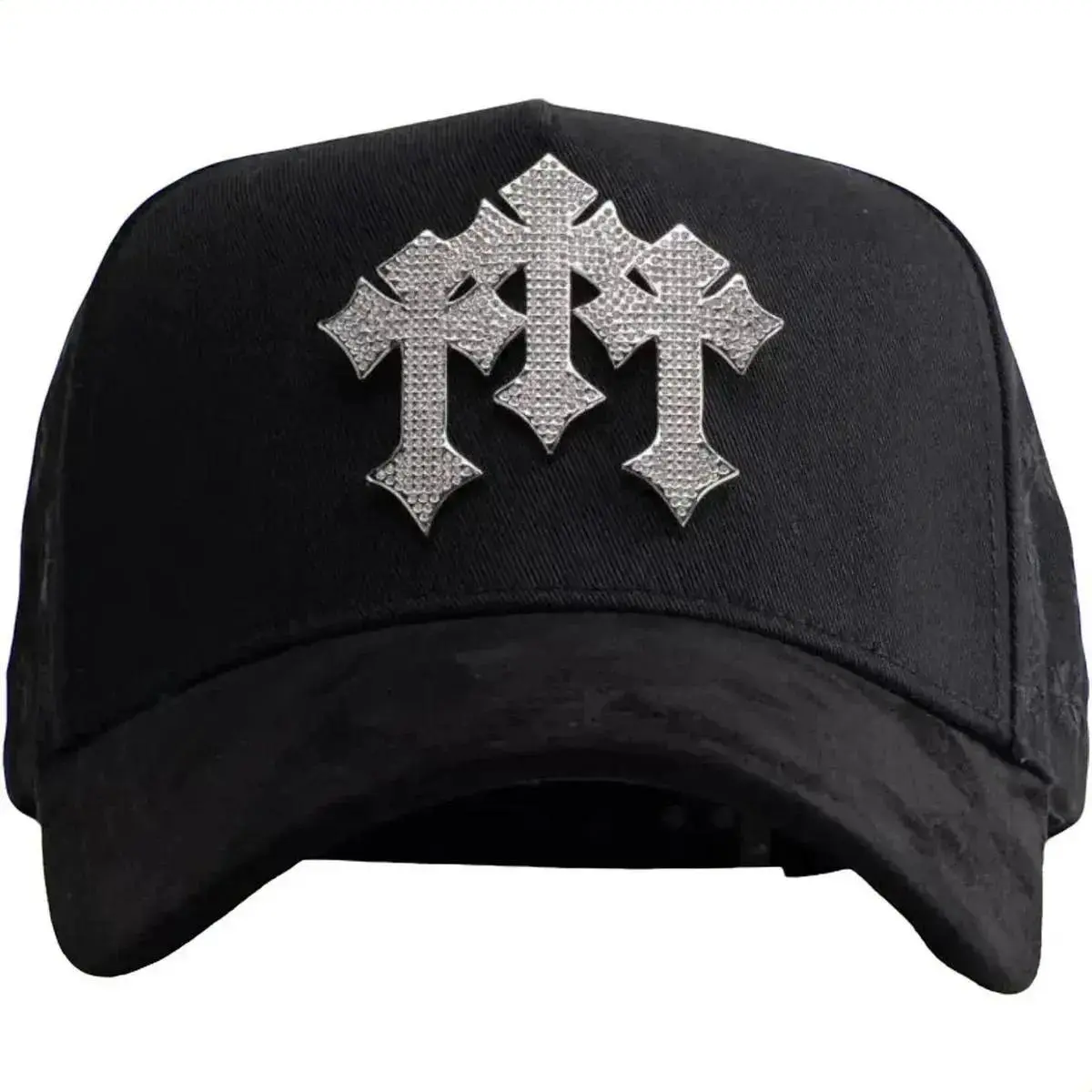 Black Chrome Cap with 3 Crosses, Barba Series One Size