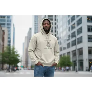 Chosen Society Apparel Hope Anchors The Soul Hoodie - Hebrews 6:19 Casual Cotton Blend with Kangaroo Pocket & Drawstring Hood