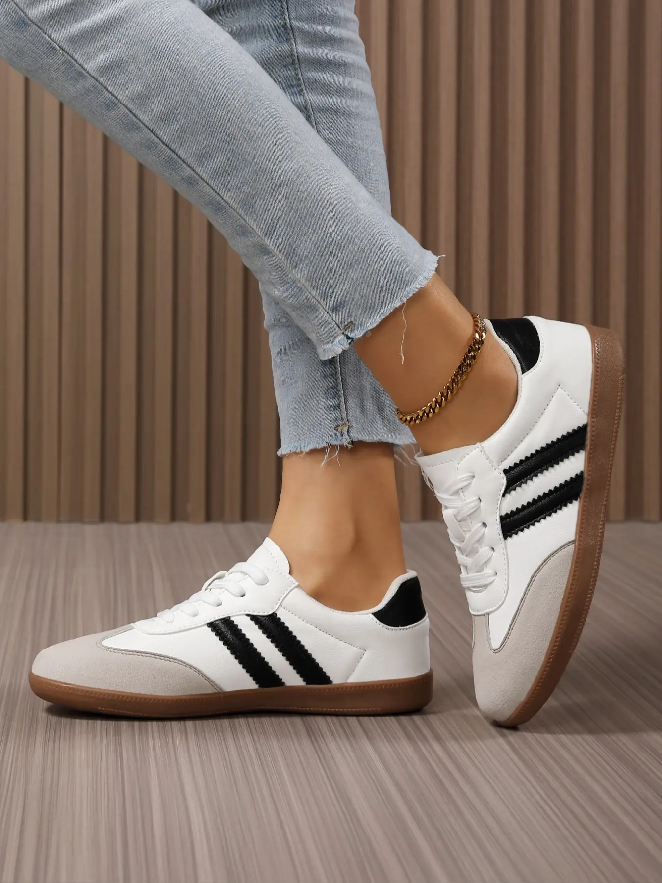Women's Fashion Casual Striped Decorative Sneakers, Comfortable Low Top Design, Perfect for Sports and Leisure, Ideal Gift Choice, All Season Wear, Sporty Sneakers