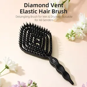 Diamond Vent Elastic Hair Brush | Detangling Brush for Wet & Dry Hair | Suitable for All Genders | Straight, Curly, Thick & Long Hair