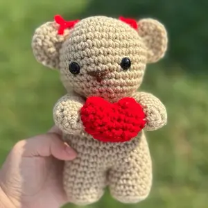Hand crocheted Teddy Bear with  heart