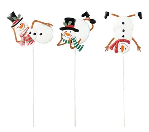 Glitzhome 24"H Christmas Metal Snowman Garden Stakes S/3