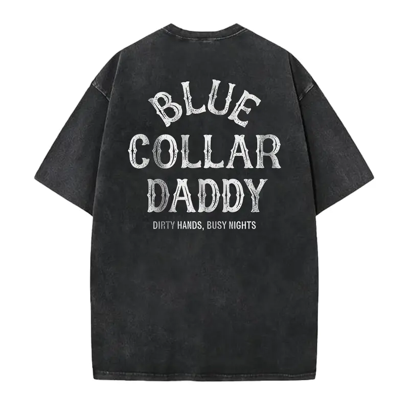 Blue Collar Daddy Design T-Shirt Hoodie Sweatshirt, Menswear, Streetwear