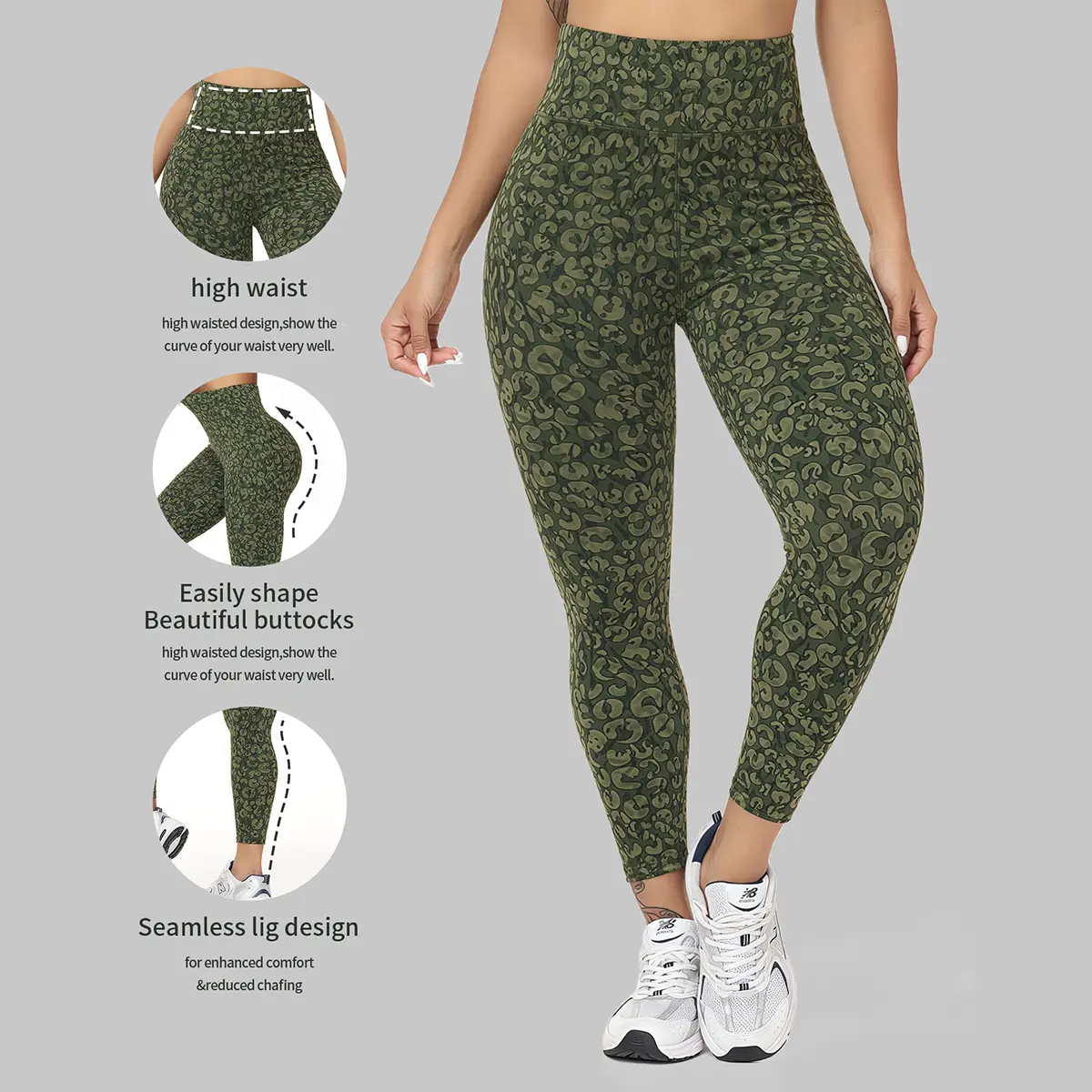 Women's High Waist Tummy Control Gym Running Leggings - 4-Way Stretch Slim Fit Yoga Pants with Side Pockets, Soft Comfortable Activewear (3 Patterned Colors) | Women's Clothes, Travel Essentials, Camping Essentials