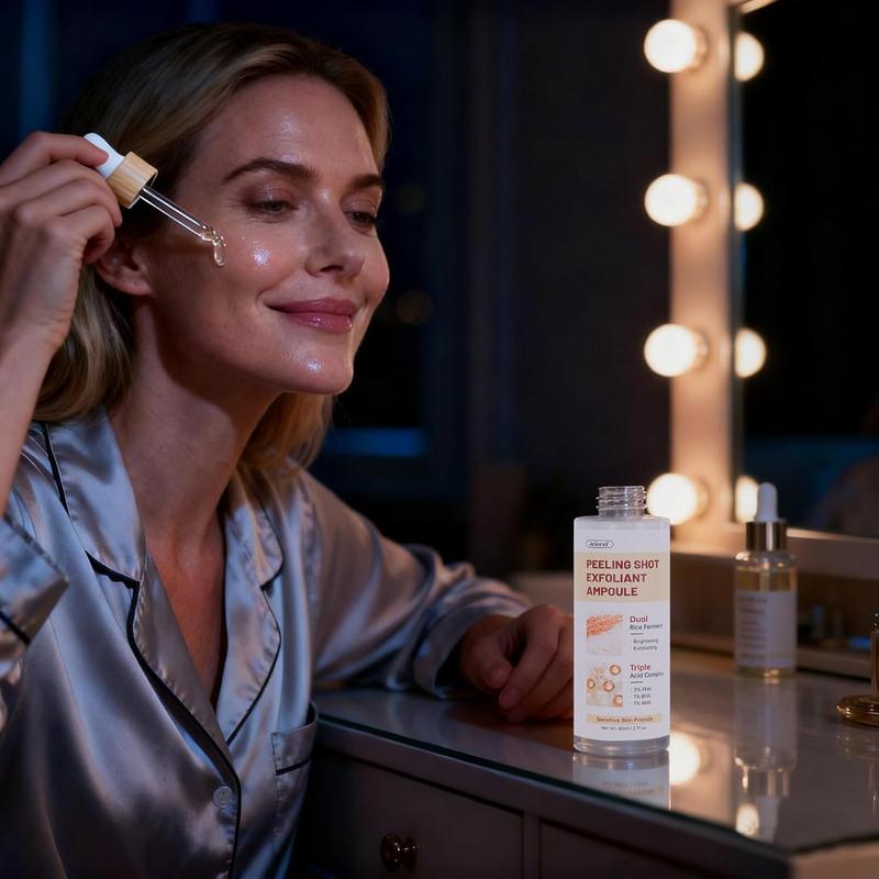 Jeirrzi Peeling Shot Glow Rice Exfoliant Ampoule, 5% Complext Acid Gentle Exfoliating Serum with Salicylic Acid, Brightening and Smoothing for Sensitive Skin