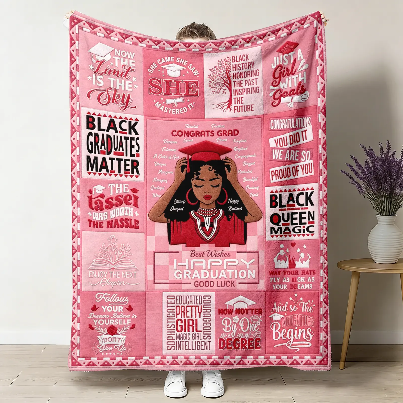 【Summer Sale Deals】African American Graduation Gifts Throw Blanket, Graduation Gifts for Her, Black Girl Graduation Gifts, 2026 Graduation Gifts for Black Queen, Graduation Blanket for Black Women