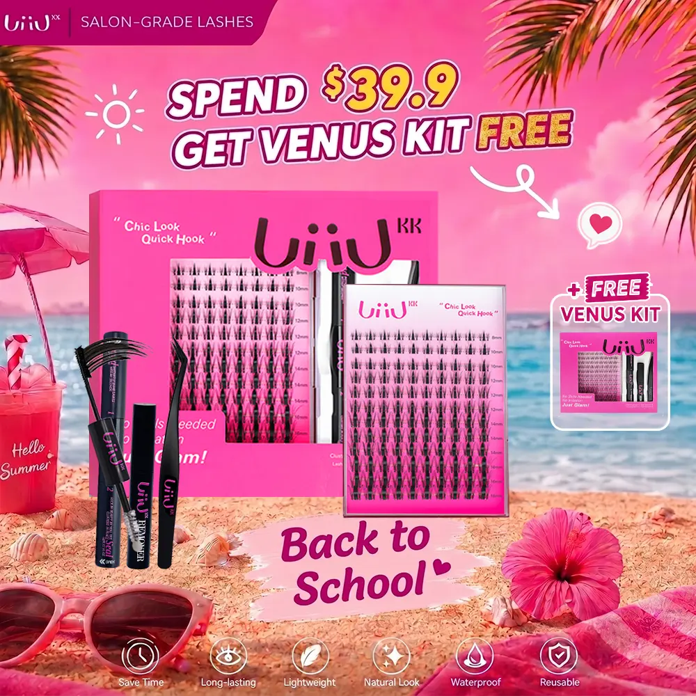 UiiUKK Fairy Chispa Lash Clusters Invisible Band DIY Lashes - Individual Clusters or Full Kit to Customize! -Wet Look Waterproof Eyelash Extension Wispy Manga Kawaii Doll Lashes Feline lash look Medusa Lash handmade lash summervibes beach essentials