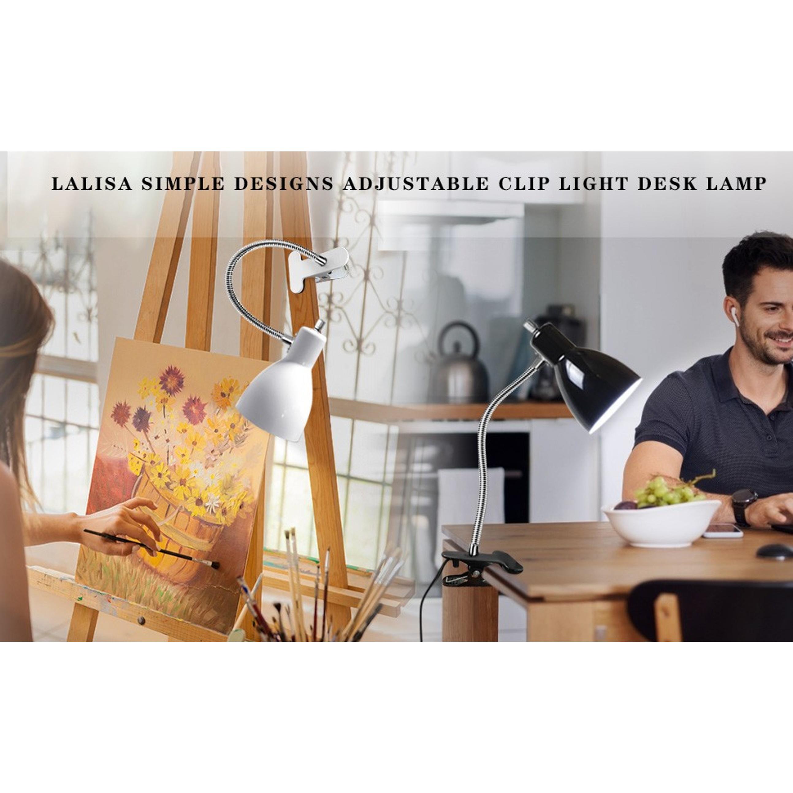 Desk lamp Eye-Caring Table Lamps, 360°Rotation Gooseneck Clip on Lamp Reading Light Portable Reading Book Light Clamp Study Desk Lamps for Bedroom and Office Home Lighting (White)