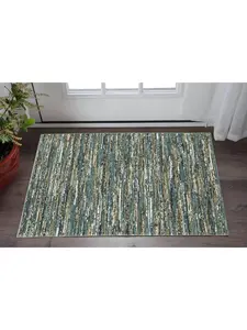 HomeRoots 575370 Strip Area Rug - 3 x 5 ft. Striped Rectangular Area Rug, Blue, Brown & Ivory, Rectangular Area Rugs, Strip Area Rugs