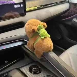 Capybara Plush Car Ornament, Cute Turtle Backpack Dashboard Decor, Soft Plush Interior Accessory, Trendy Desk & Car Decoration for Men & Women
