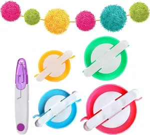 Pompom Maker, 4 Sizes Pom pom Makers for Fluff Ball Weaver  Craft DIY  Knitting Craft Tool Set Decoration +1PS  (5)