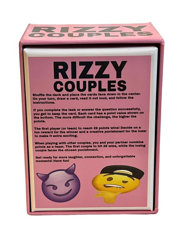 RIZZY COUPLES Spicy Date Game for the Rizz Generation - 150 Cards with Challenges, Dares & Creative Rewards for Couples or Groups - Adult Card Game