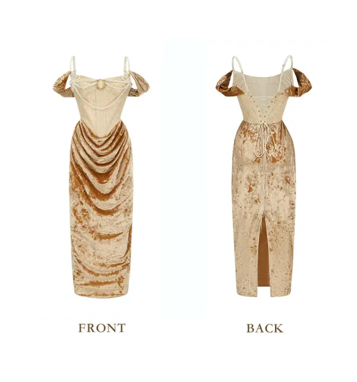 money corset dress Serpentina Corset Dress-LuminaVenus Dress Birthday Graduation Wedding Guest  Vintage Velvet Corset Midi Dress Off Shoulder
