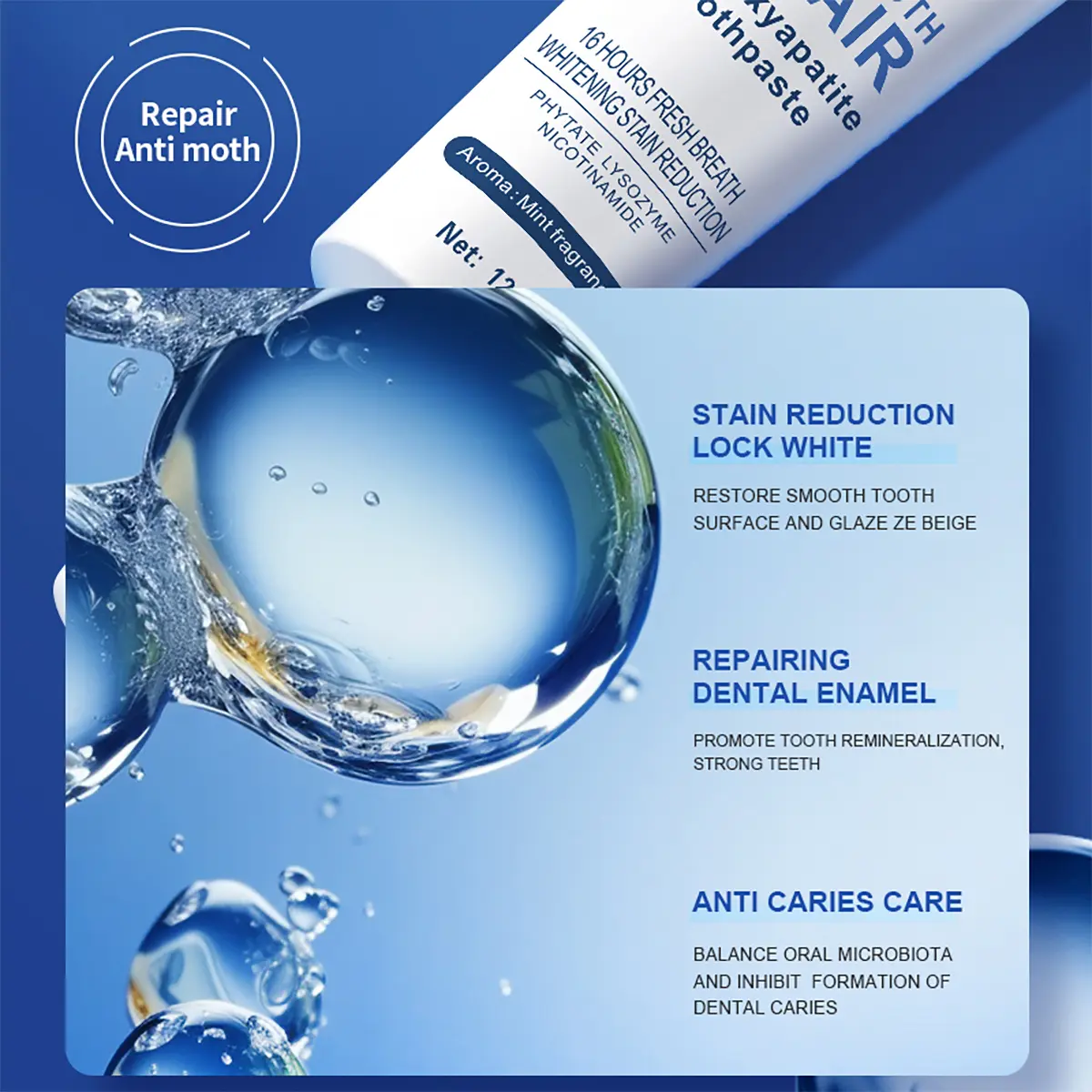 Hydroxyapatite Enamel Repair Toothpaste 7.5% n-HAp Gentle Mint 120g ...